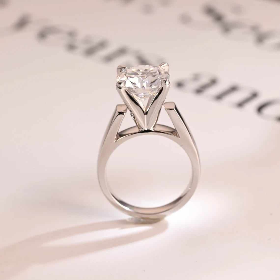 Timeless Gold Engagement Ring | Sparkling Round Moissanite | Bold Setting