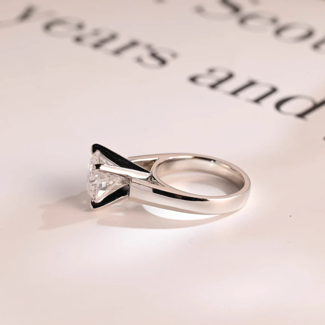 Dainty Solid Gold Ring | Round Moissanite Sparkle | Bridal Gift Idea