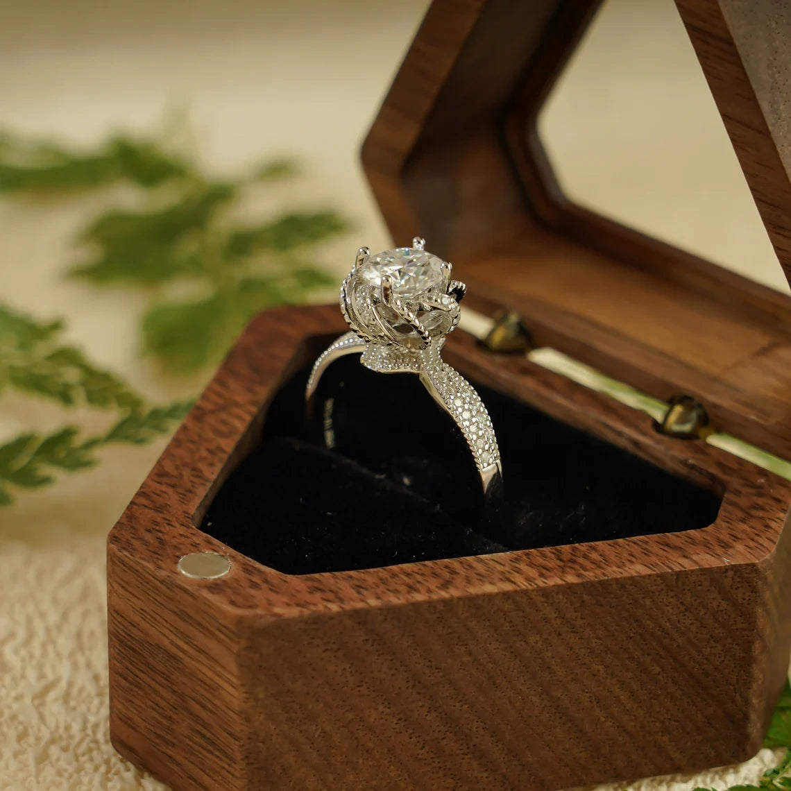 Half Pavé Romance | Artistic Ring Gift | Round Cut Beauty