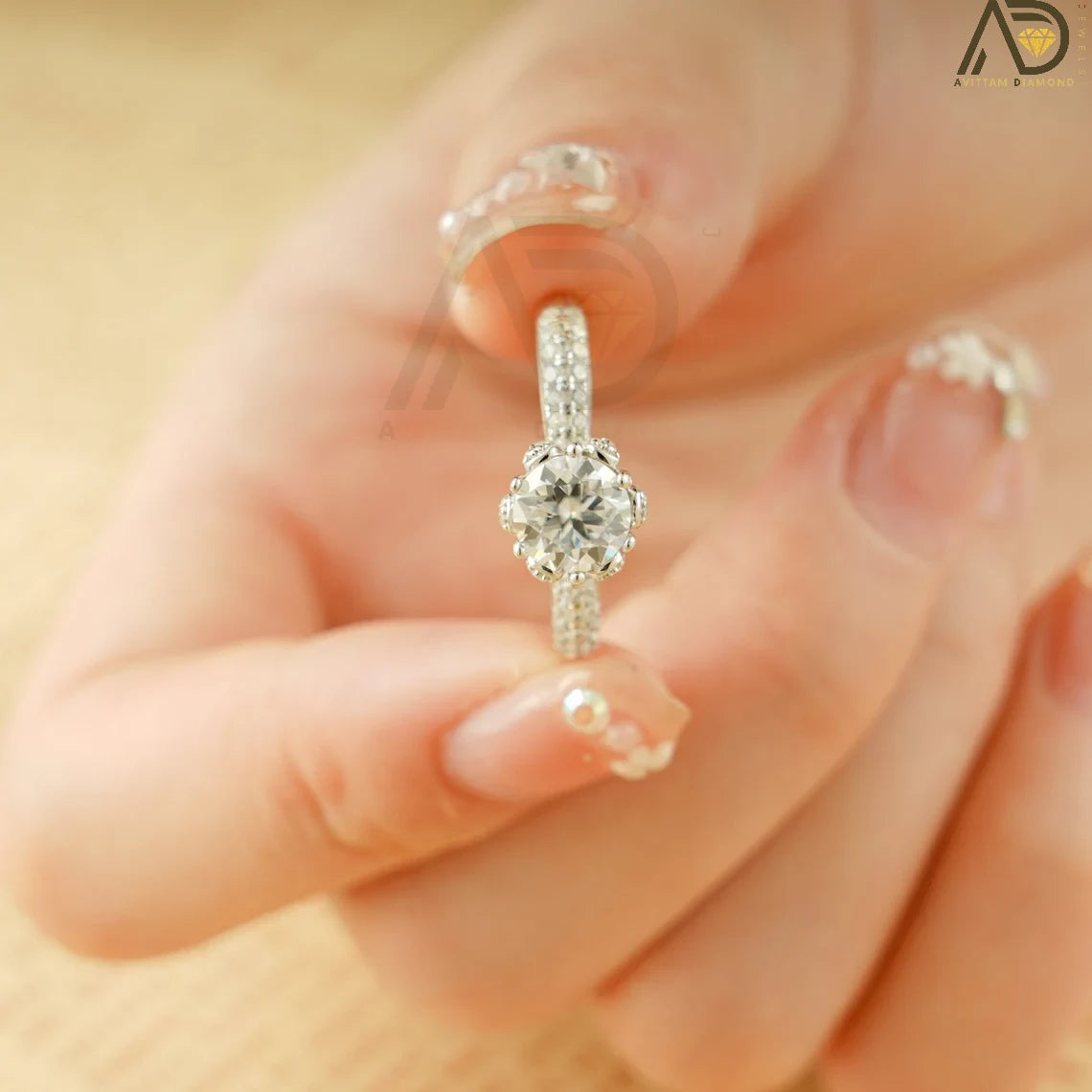 Handmade Moissanite Ring | Romantic Gift for Her | Stylish Band