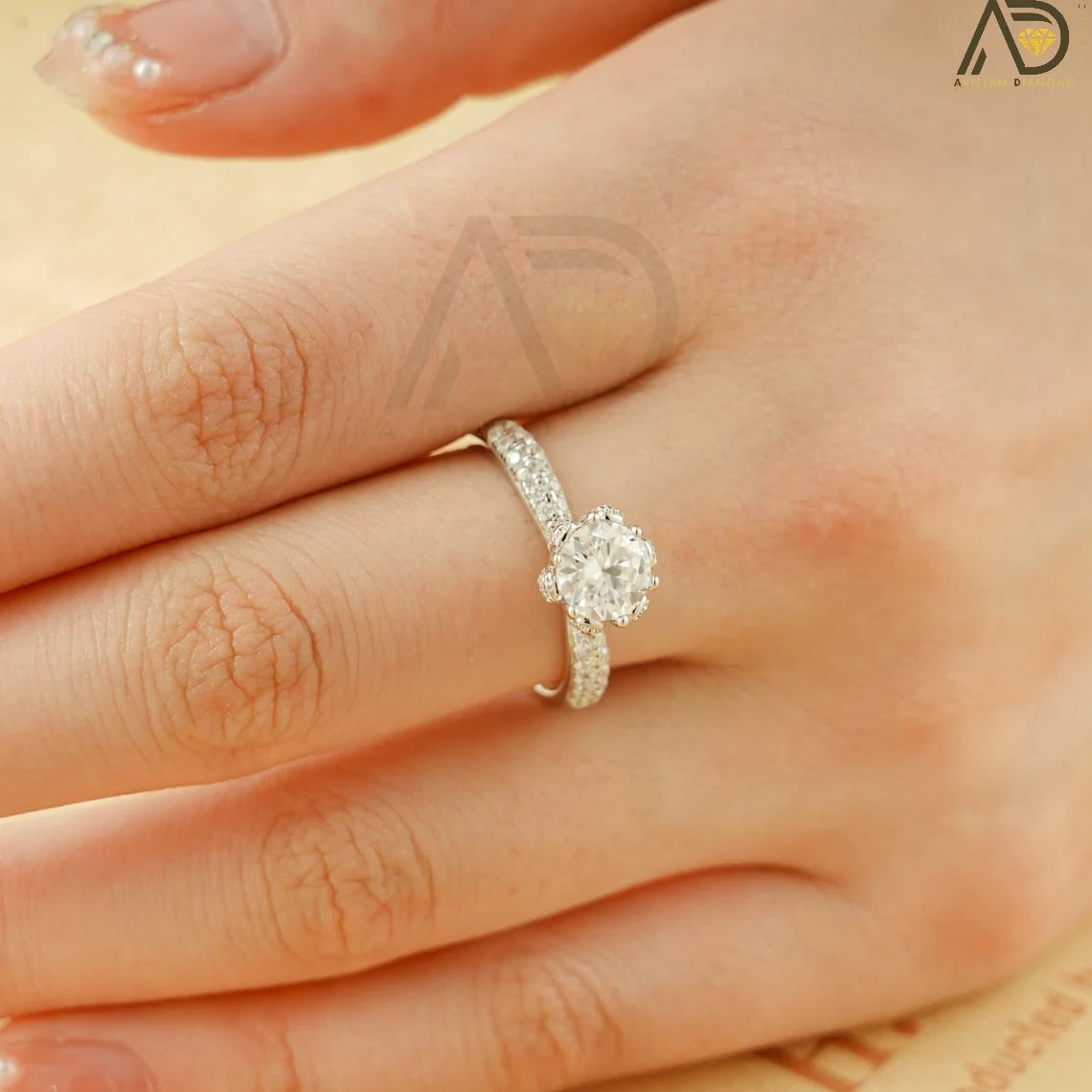 Solid Gold Moissanite Ring | Anniversary Gift | Minimalist Jewelry