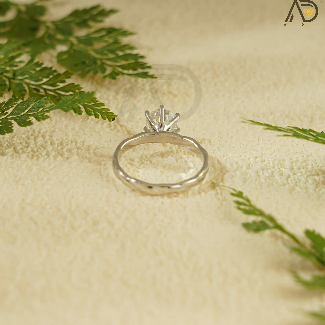 14K Gold Engagement Ring | Half Pave Twisted Design | Moissanite Love Ring