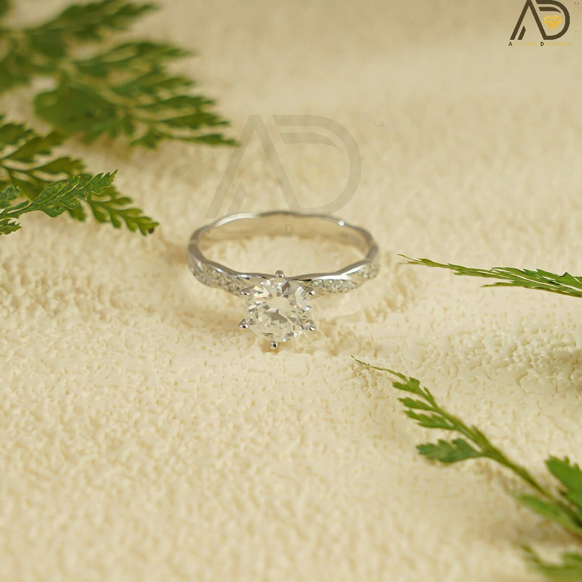 Twisted Moissanite Ring Band | Anniversary Gift For Her | Solid Gold Jewelry