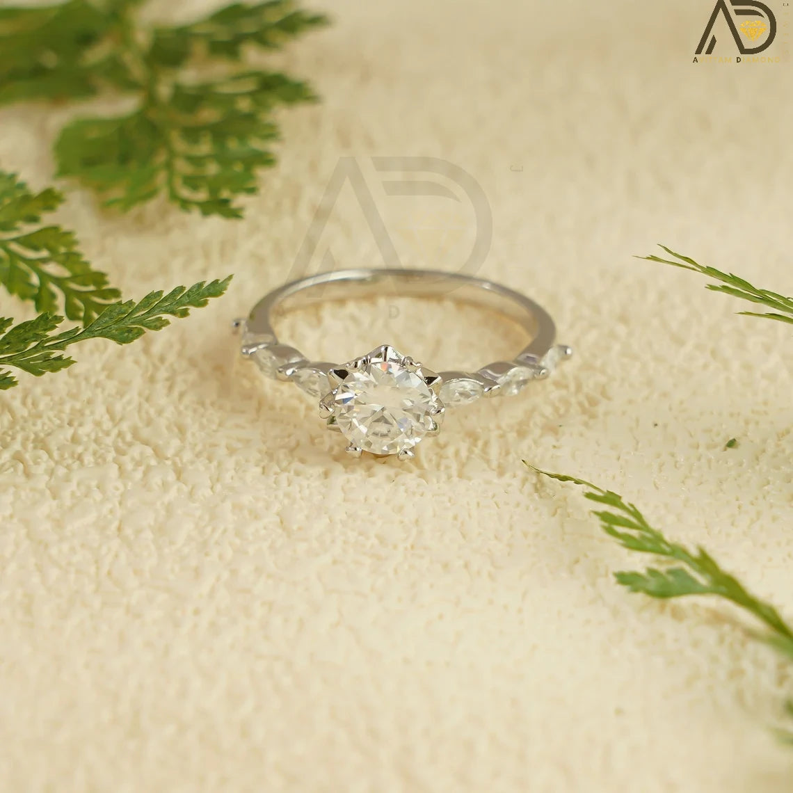Moissanite Promise Ring | Marquise Pave Design | Classic Gift