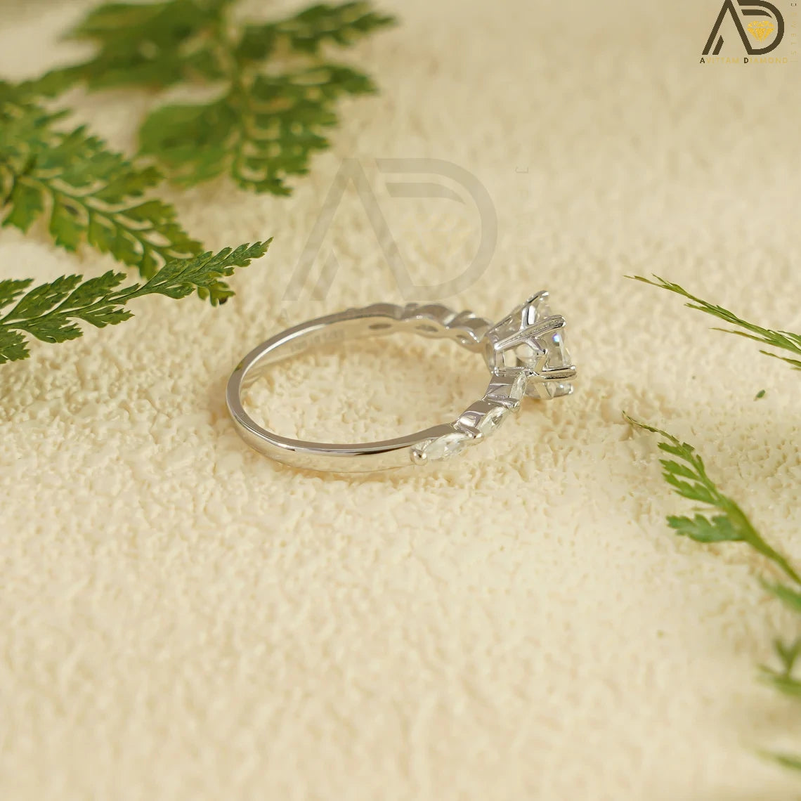 18K Gold Moissanite Ring | Stylish Pave Band | Timeless Jewelry