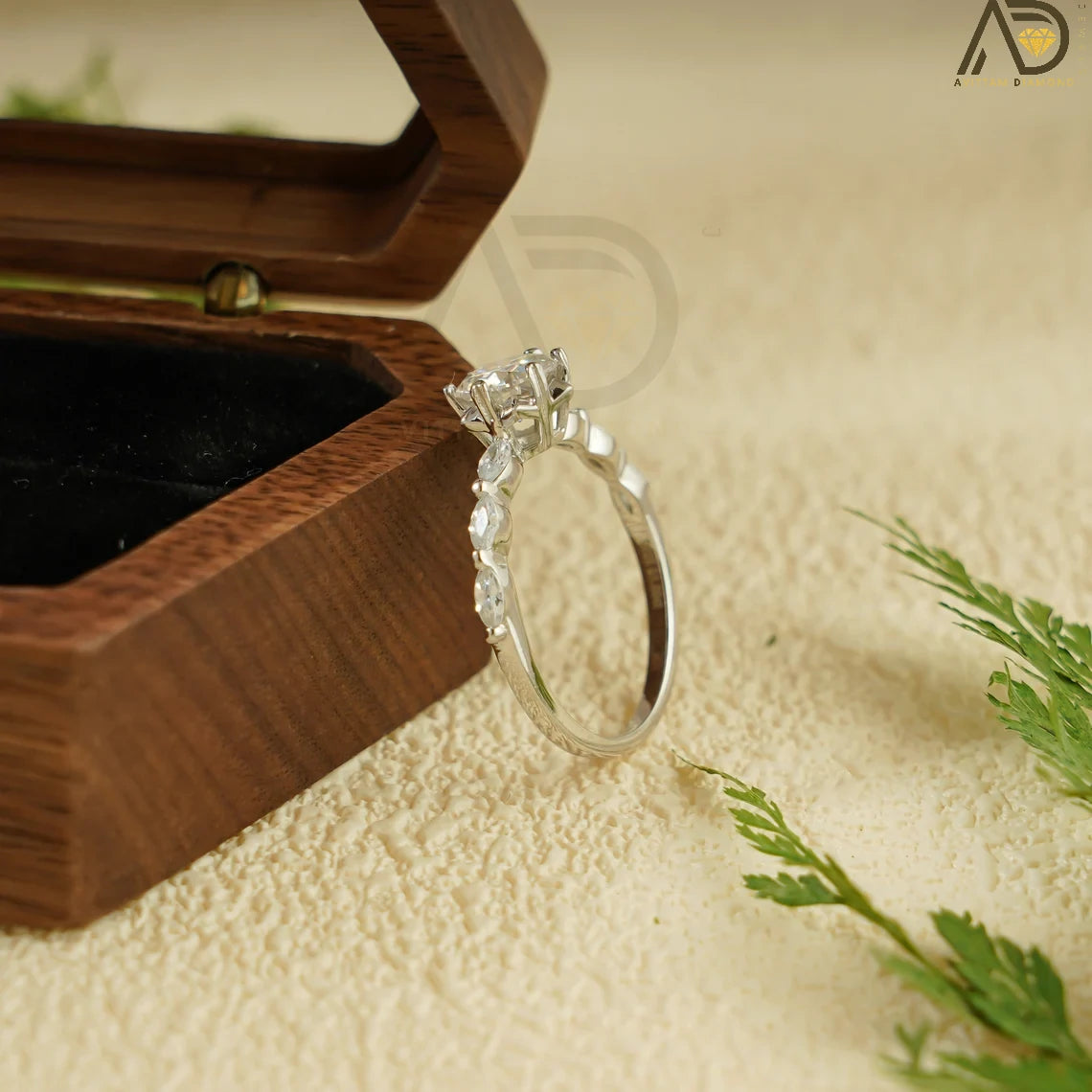 Moissanite Bridal Jewelry | Marquise Gold Band | Stunning Ring