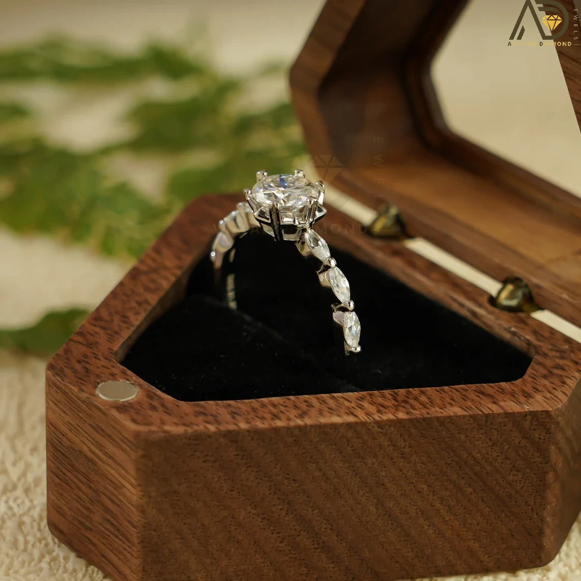 Romantic Anniversary Gift | Handmade Gold Jewelry | Moissanite Ring