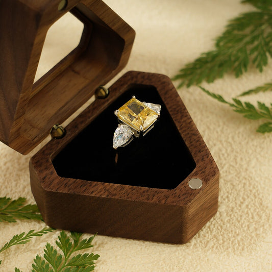 Yellow radiant cut diamond ring