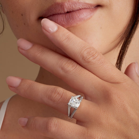Cushion cut lab grown diamond ring