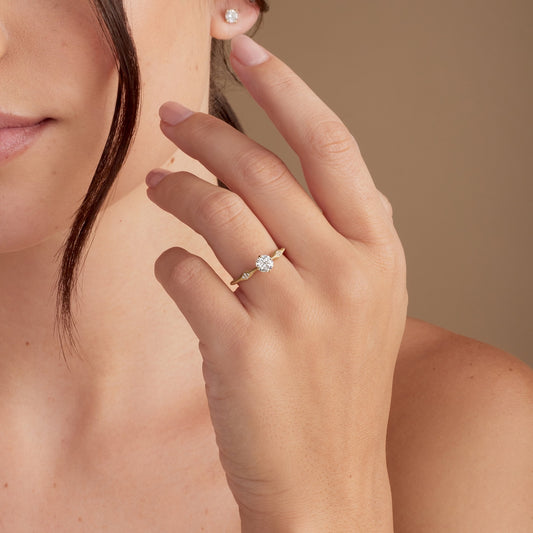 Round cut lab grown engagement ring