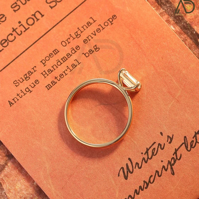 Emerald Cut Moissanite Engagement Ring