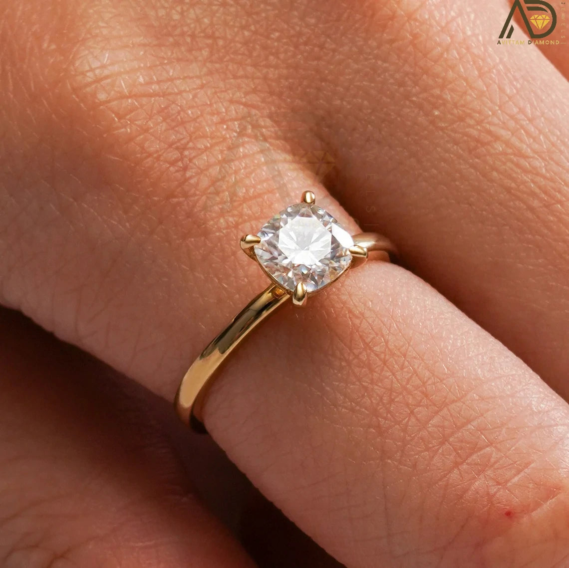 Solid Gold Moissanite Ring