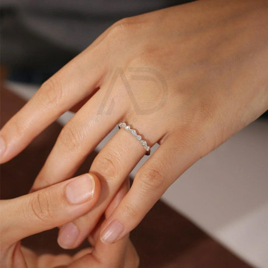 Here are additional SEO tags for your title: Round moissanite wedding band, 9K solid gold moissanite bridal band, 18K solid gold moissanite bridal band, Half-eternity moissanite matching band, Anniversary present, Customizable moissanite band, Half-eternity wedding band, Solid gold bridal band, Moissanite anniversary band, Handcrafted bridal jewelry