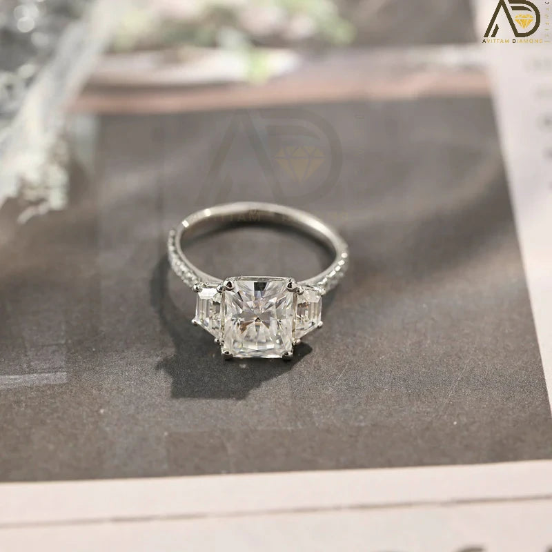 Elegant Three Stone Moissanite Ring