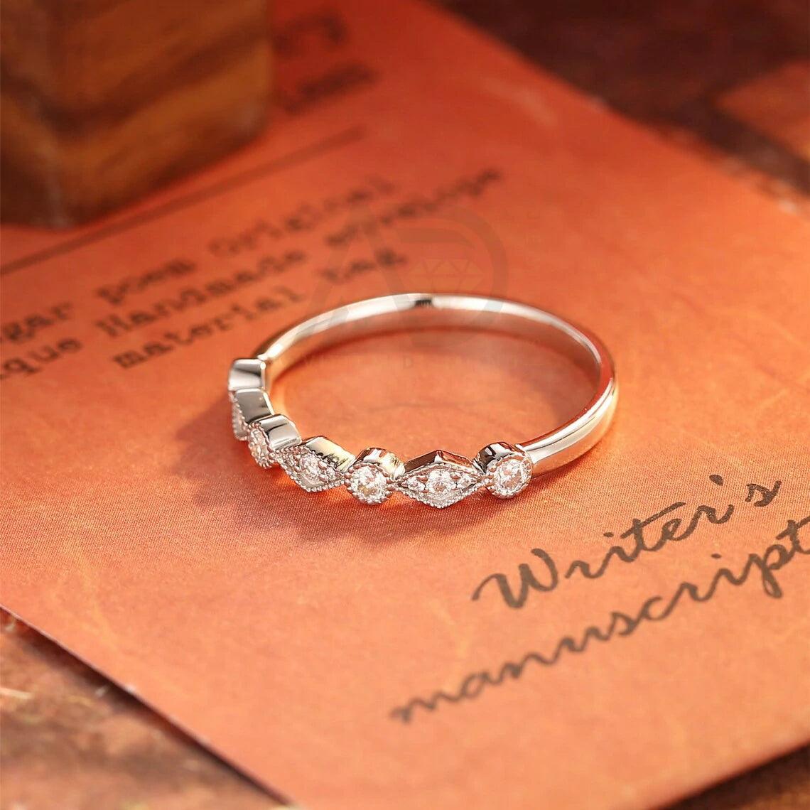 Here are additional SEO tags for your title: Round moissanite wedding band, 9K solid gold moissanite bridal band, 18K solid gold moissanite bridal band, Half-eternity moissanite matching band, Anniversary present, Customizable moissanite band, Half-eternity wedding band, Solid gold bridal band, Moissanite anniversary band, Handcrafted bridal jewelry