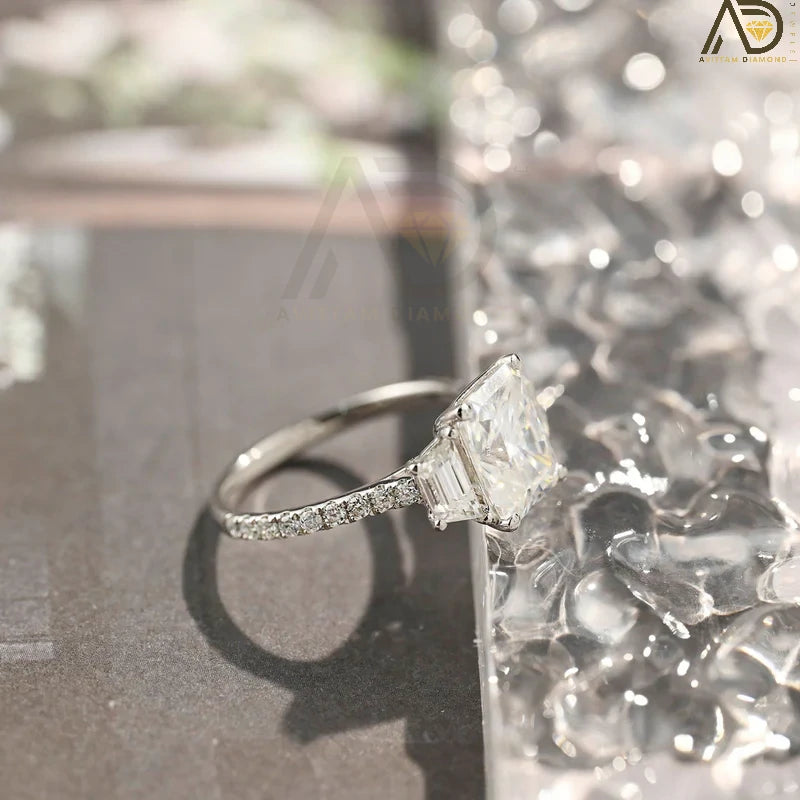 Moissanite Bridal Ring with Pave Setting