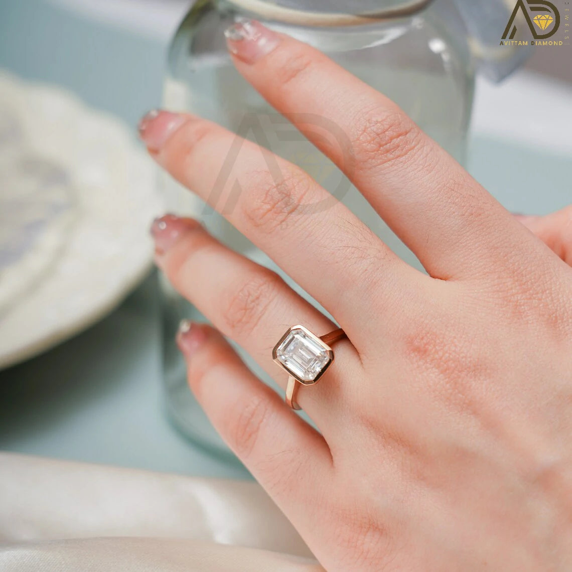 Affordable Moissanite Jewelry | Dazzling Emerald Cut Jewelry | Moissanite Proposal Ring for Her