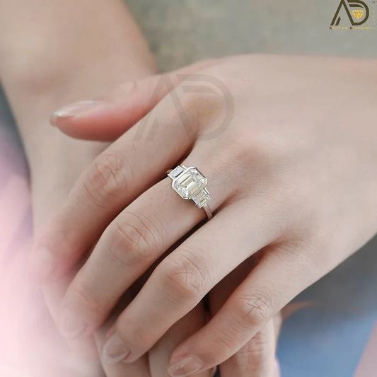 Emerald Cut Moissanite Multi-Stone Ring