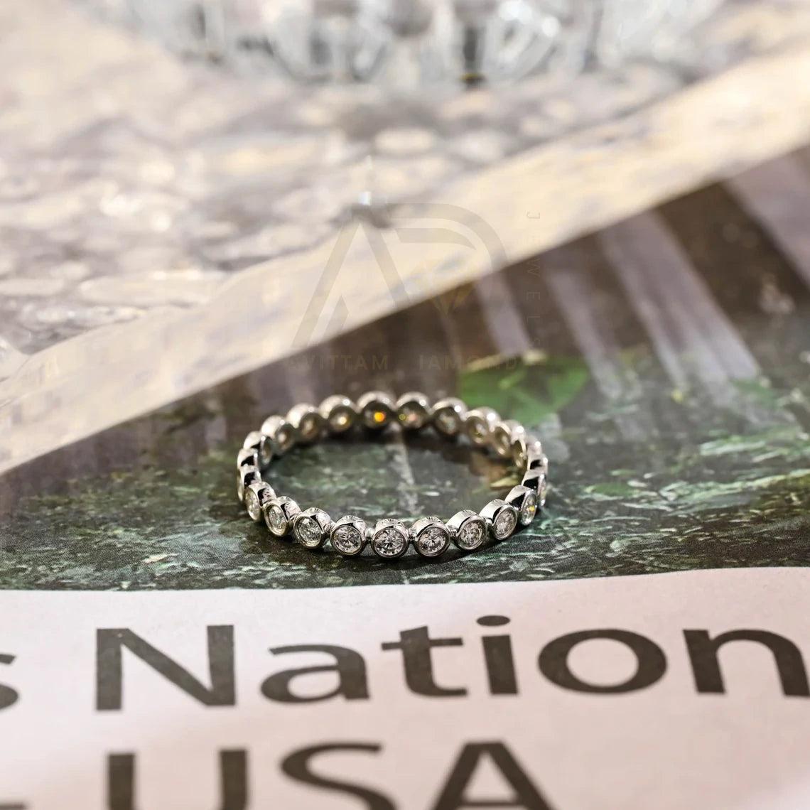 Round Cut Moissanite Wedding Band, Solid Gold Moissanite Bridal Band, Full-Eternity Matching Band, Anniversary Gift, Women's Moissanite Ring, Customizable Fine Jewelry, Unique Anniversary Band, Luxurious Symbol of Love, Timeless Elegance, Romantic Anniversary Jewelry