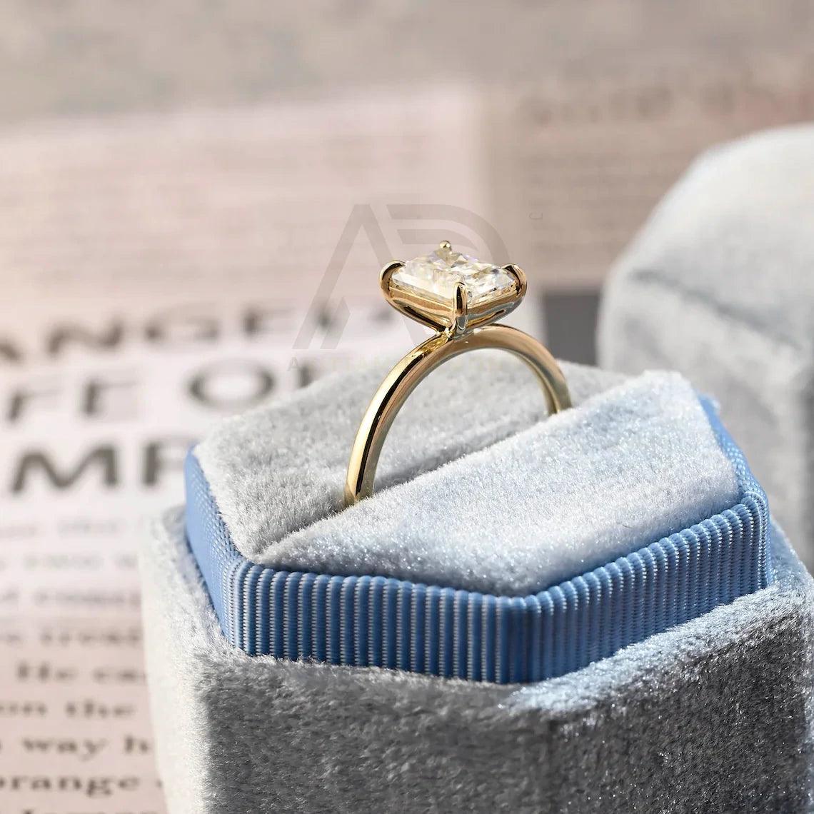 Solitaire radiant moissanite engagement ring, Customizable anniversary gifts, Moissanite solid gold ring, Radiant wedding ring for women wife, Radiant moissanite ring, Anniversary jewelry, Bridal ring, Customizable wedding band.