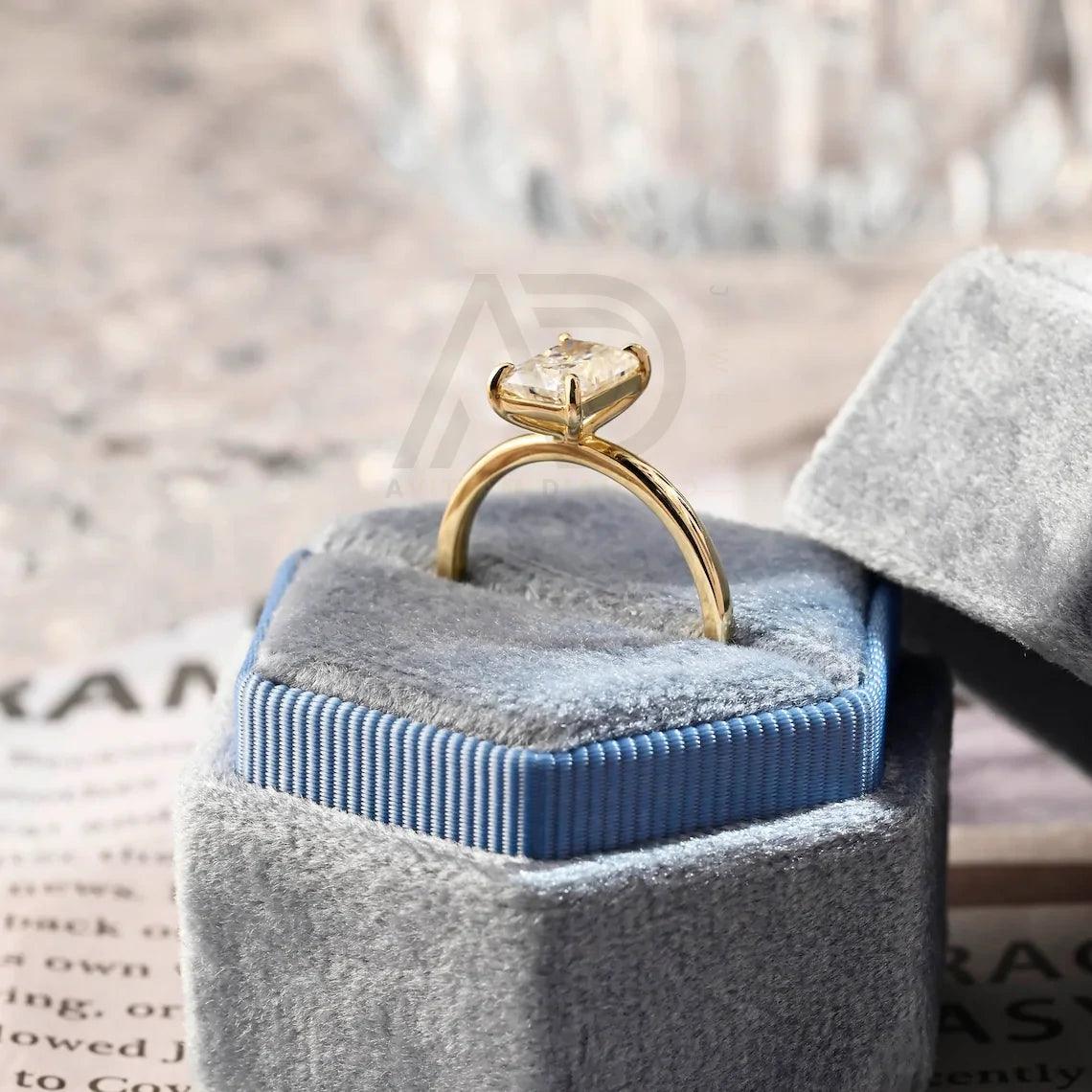 Solitaire radiant moissanite engagement ring, Customizable anniversary gifts, Moissanite solid gold ring, Radiant wedding ring for women wife, Radiant moissanite ring, Anniversary jewelry, Bridal ring, Customizable wedding band.