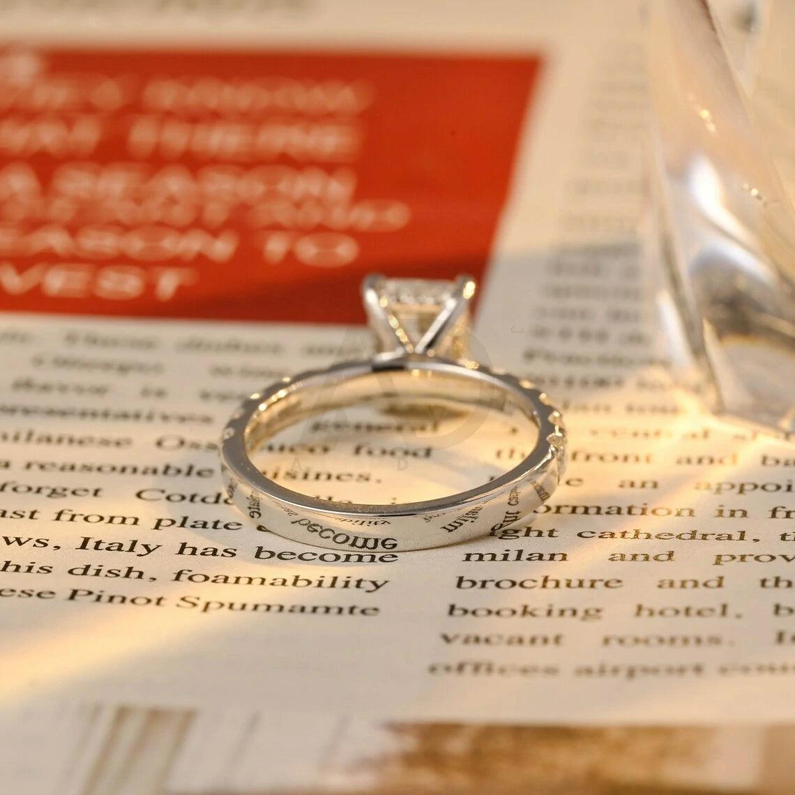 Solid gold radiant cut moissanite engagement ring, Hidden-halo pave radiant cut moissanite promise ring, Wedding ring, Anniversary gift, Radiant cut moissanite ring, Hidden-halo moissanite ring, Pave moissanite ring, Promise ring, Unique engagement ring, Sparkling wedding ring You