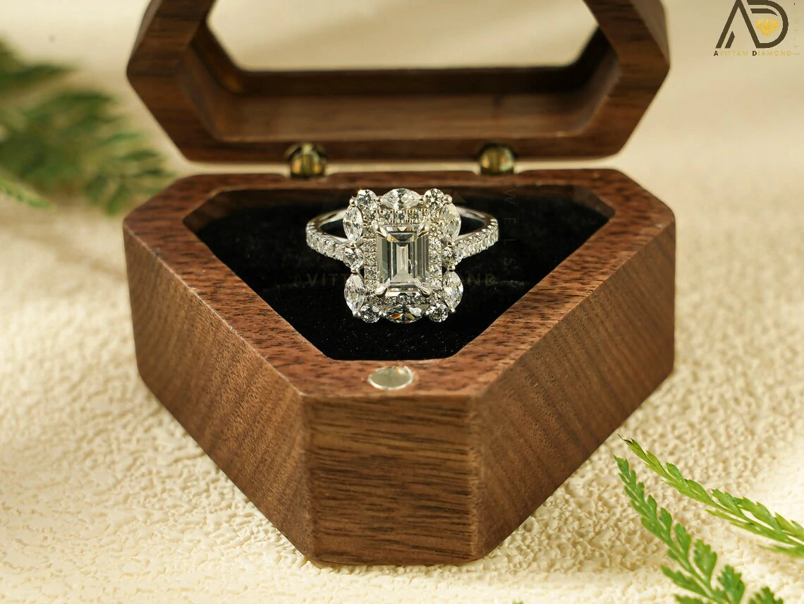 Emerald Cut Moissanite Ring,