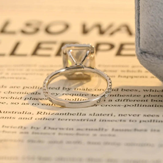 Solid gold radiant cut halo pave moissanite engagement ring, Vintage radiant cut moissanite wedding ring, Birthday gift, Anniversary gift, Halo pave moissanite ring, Vintage wedding band, Solid gold engagement ring, Sparkling moissanite ring, Unique bridal jewelry