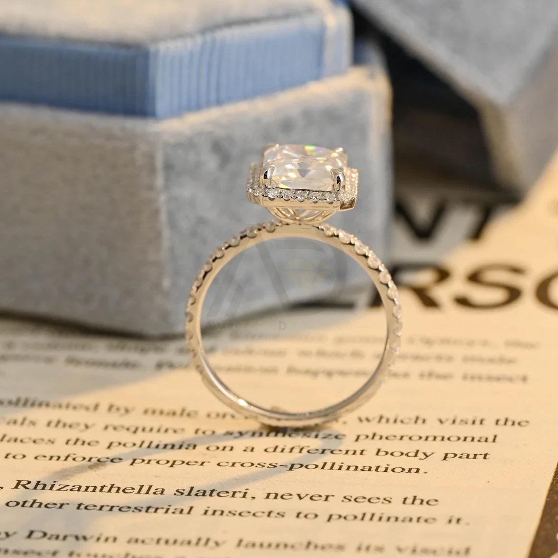 Solid gold radiant cut halo pave moissanite engagement ring, Vintage radiant cut moissanite wedding ring, Birthday gift, Anniversary gift, Halo pave moissanite ring, Vintage wedding band, Solid gold engagement ring, Sparkling moissanite ring, Unique bridal jewelry