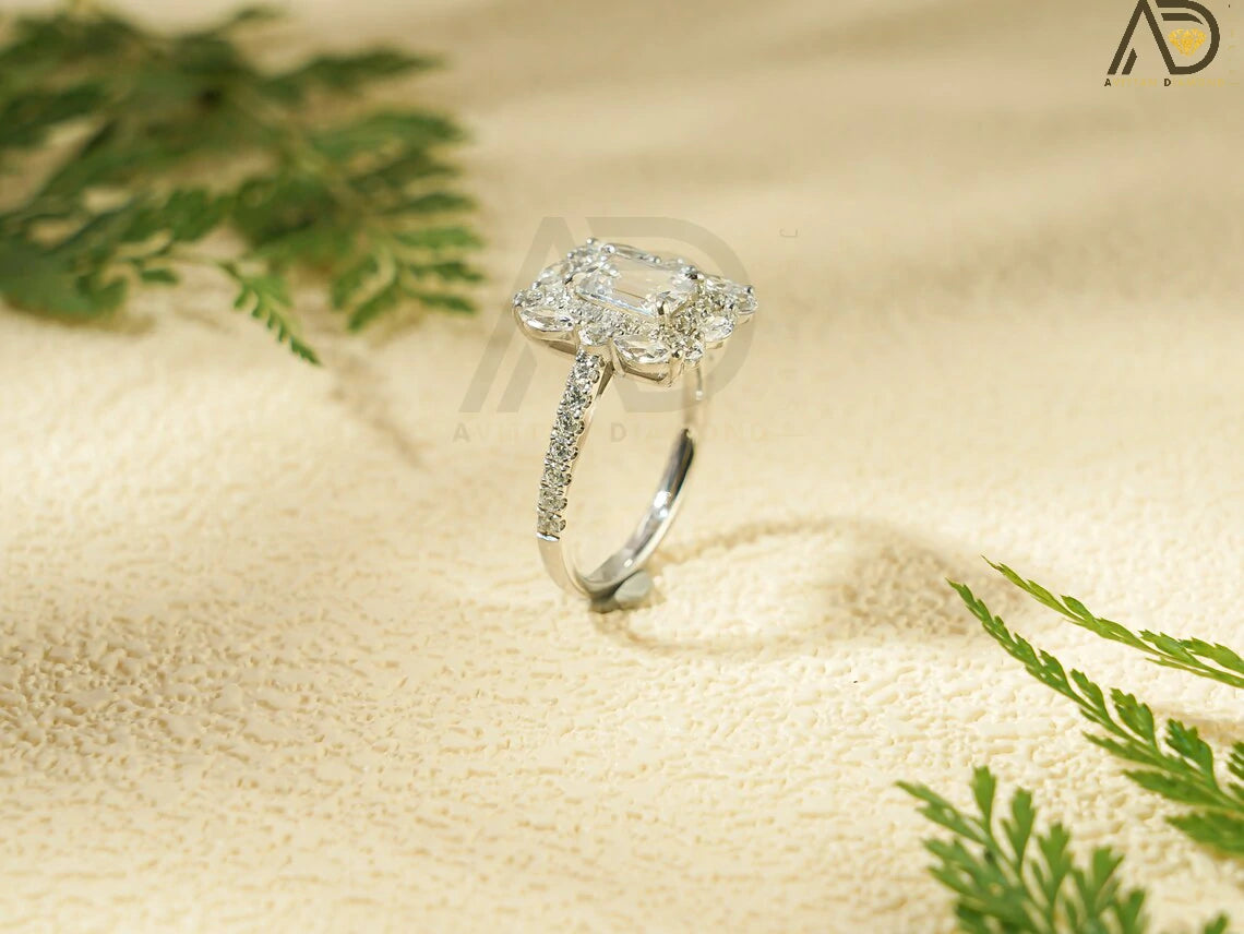 Luxurious Engagement Gift, Timeless Diamond Halo Ring,