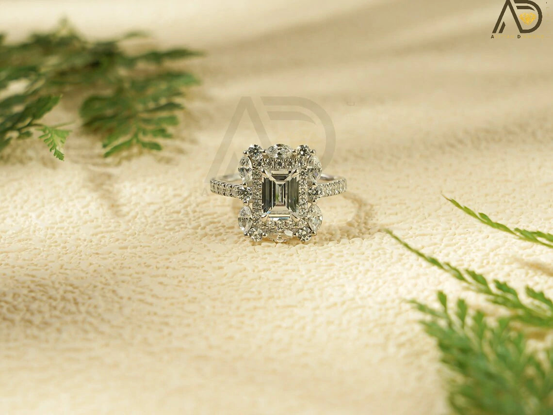 Emerald Cut Wedding Gift, Exquisite Bridal Proposal Ring