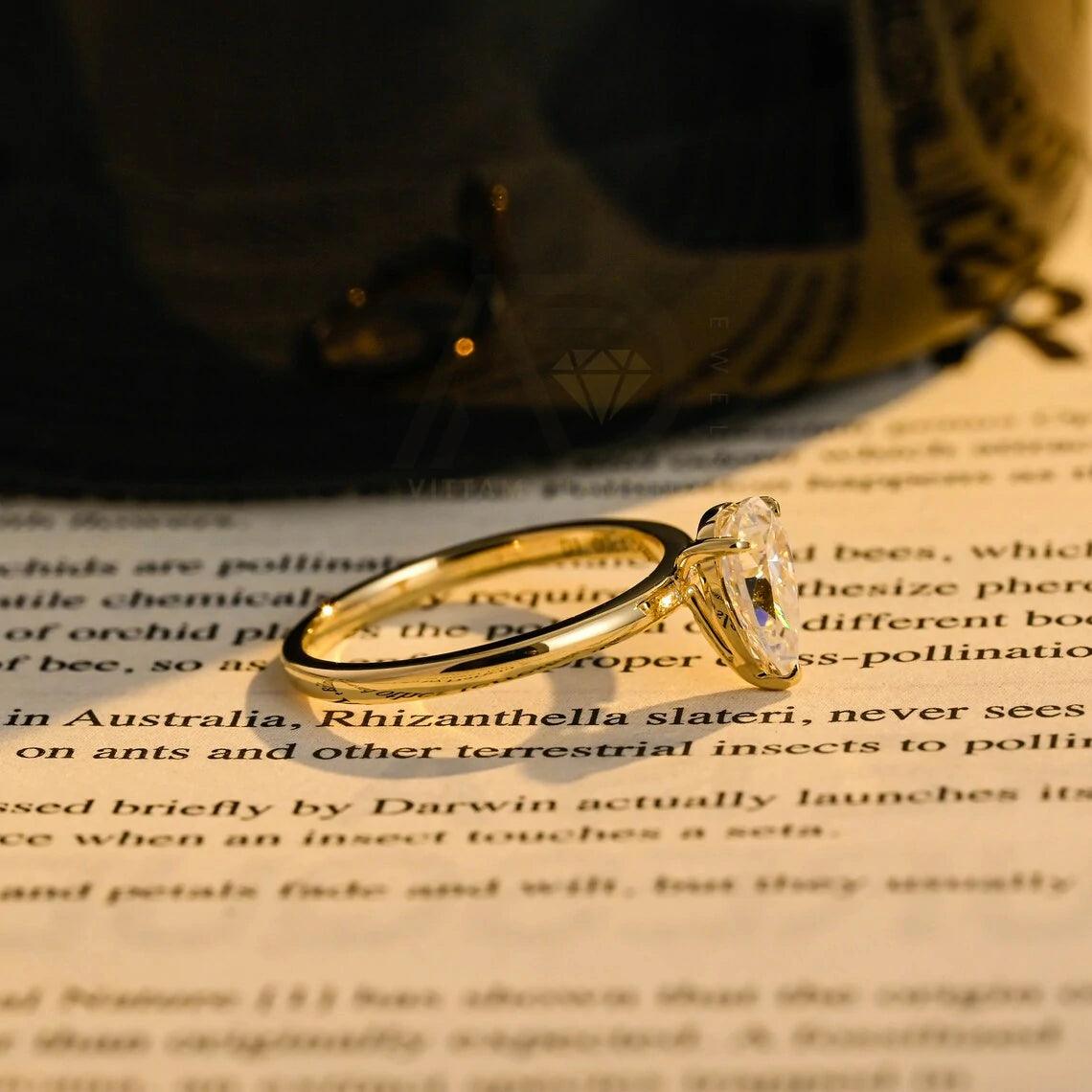 Pear Cut Solitaire Moissanite Engagement Ring, Solid Gold Teardrop Promise Wedding Ring, Handmade Ring, Anniversary Gift, Women's Moissanite Ring, Customizable Fine Jewelry, Unique Promise Ring, Luxurious Symbol of Love, Timeless Elegance, Romantic Anniversary Jewelry