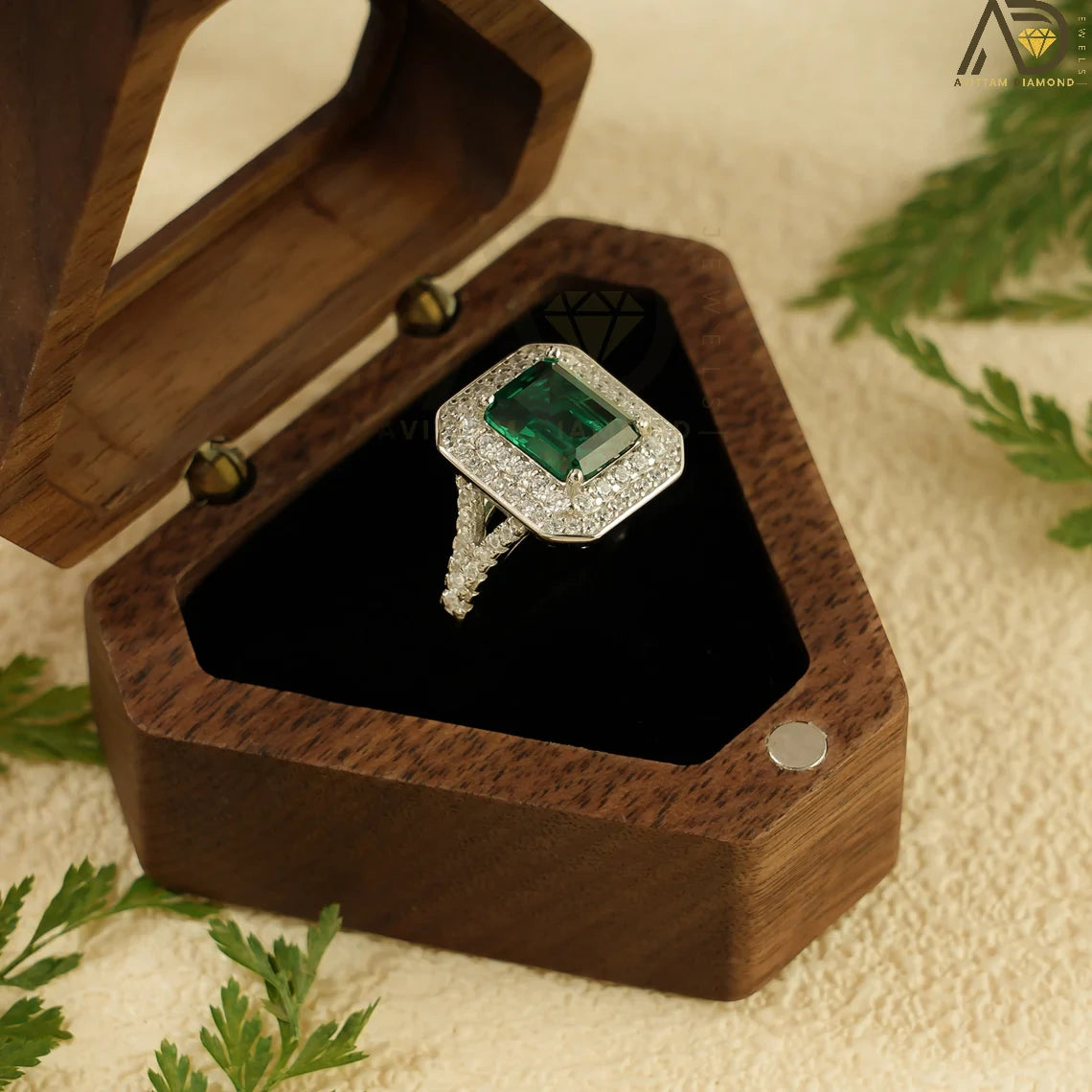 Green Emerald Promise Ring