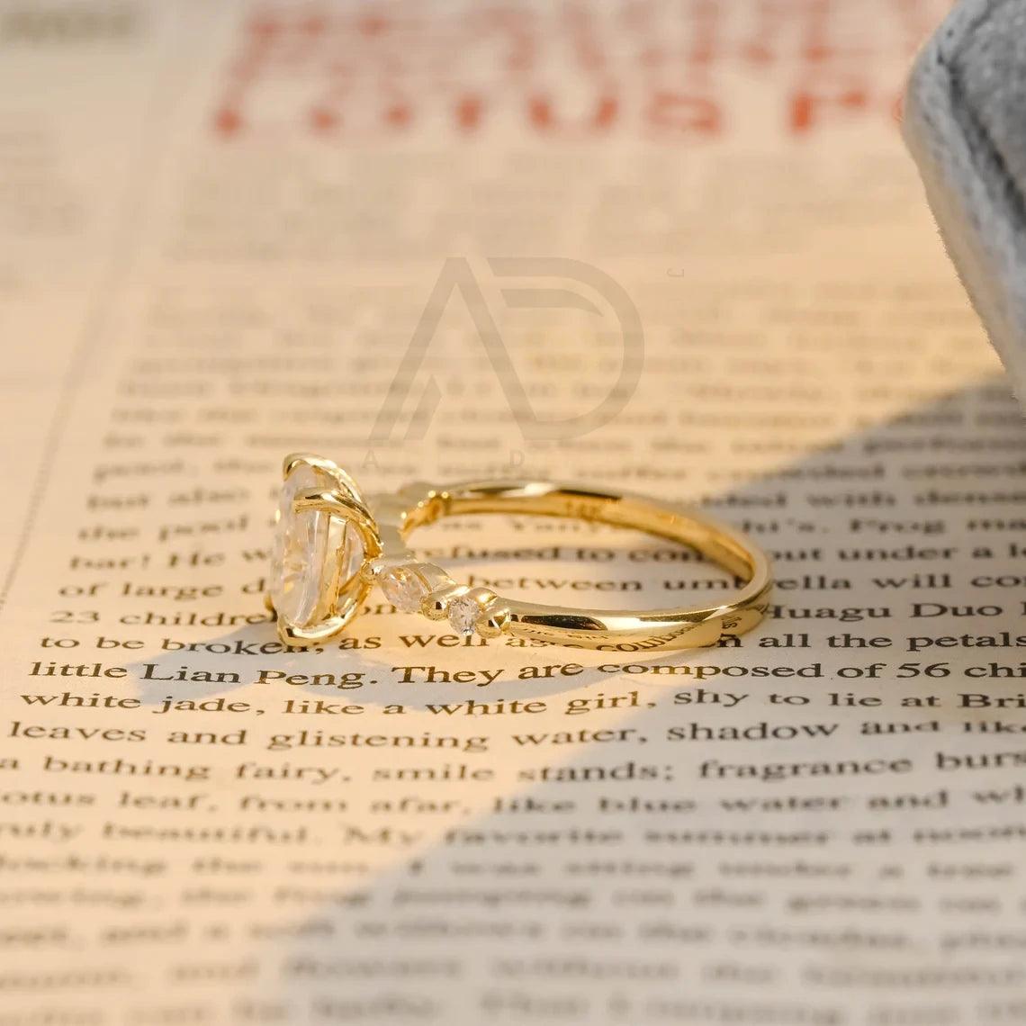 Elongated Cushion Cut Moissanite Engagement Ring, 10K Solid Gold Promise Ring, 14K Solid Gold Promise Ring, 18K Solid Gold Promise Ring, Alternating Moissanite Ring, Personalized Ring Gift, Moissanite Engagement Ring, Cushion Cut Ring, Solid Gold Promise Ring, Custom Moissanite Ring, Unique Engagement Ring, Handcrafted Promise Ring, Personalized Gold Ring, Moissanite Wedding Jewelry, Customizable Gold Ring