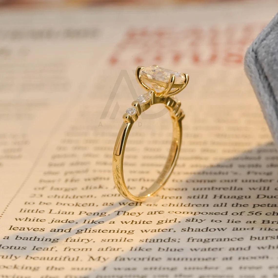 Elongated Cushion Cut Moissanite Engagement Ring, 10K Solid Gold Promise Ring, 14K Solid Gold Promise Ring, 18K Solid Gold Promise Ring, Alternating Moissanite Ring, Personalized Ring Gift, Moissanite Engagement Ring, Cushion Cut Ring, Solid Gold Promise Ring, Custom Moissanite Ring, Unique Engagement Ring, Handcrafted Promise Ring, Personalized Gold Ring, Moissanite Wedding Jewelry, Customizable Gold Ring
