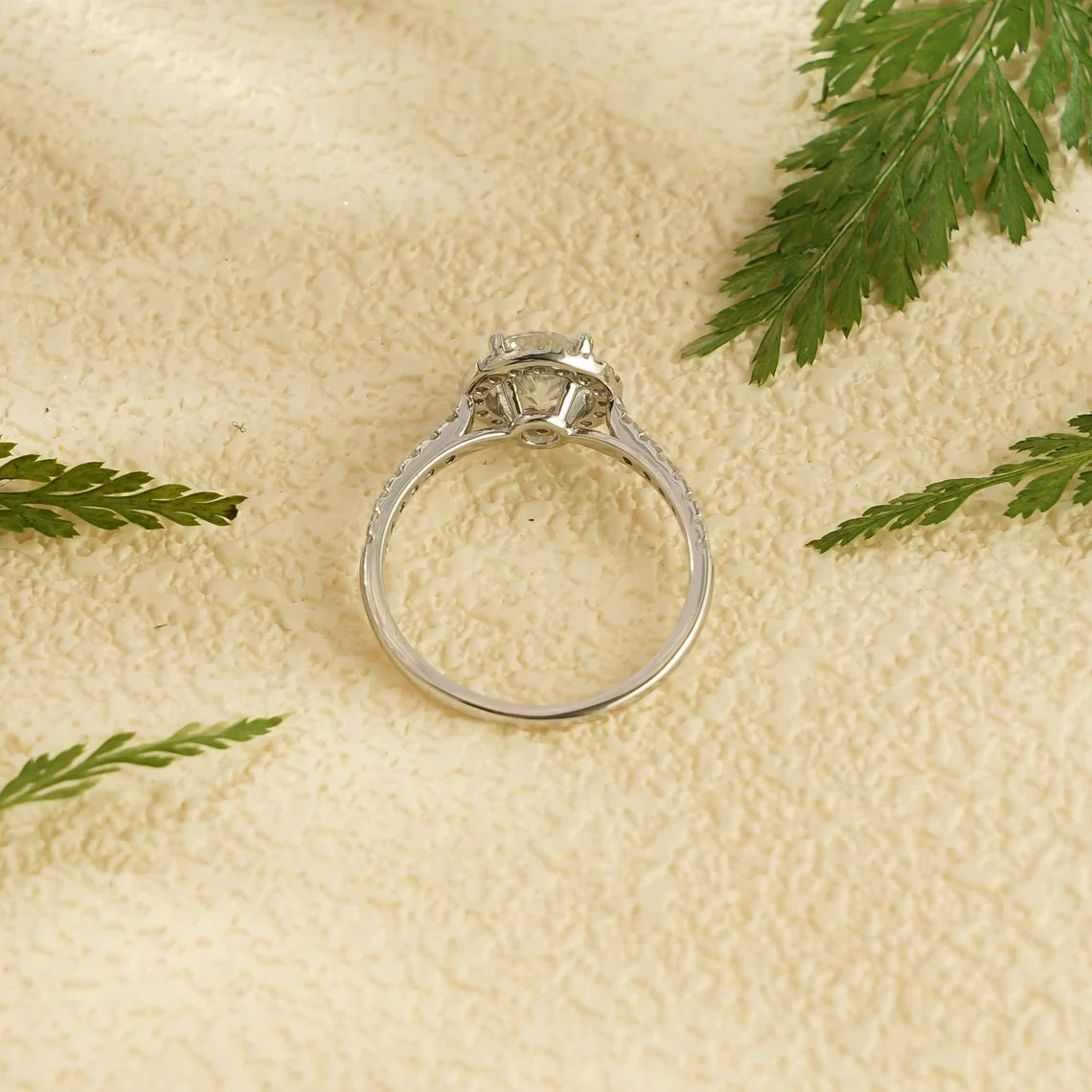 Timeless Halo Ring Gift | Moissanite Sparkle Band | Gold Engagement Ring