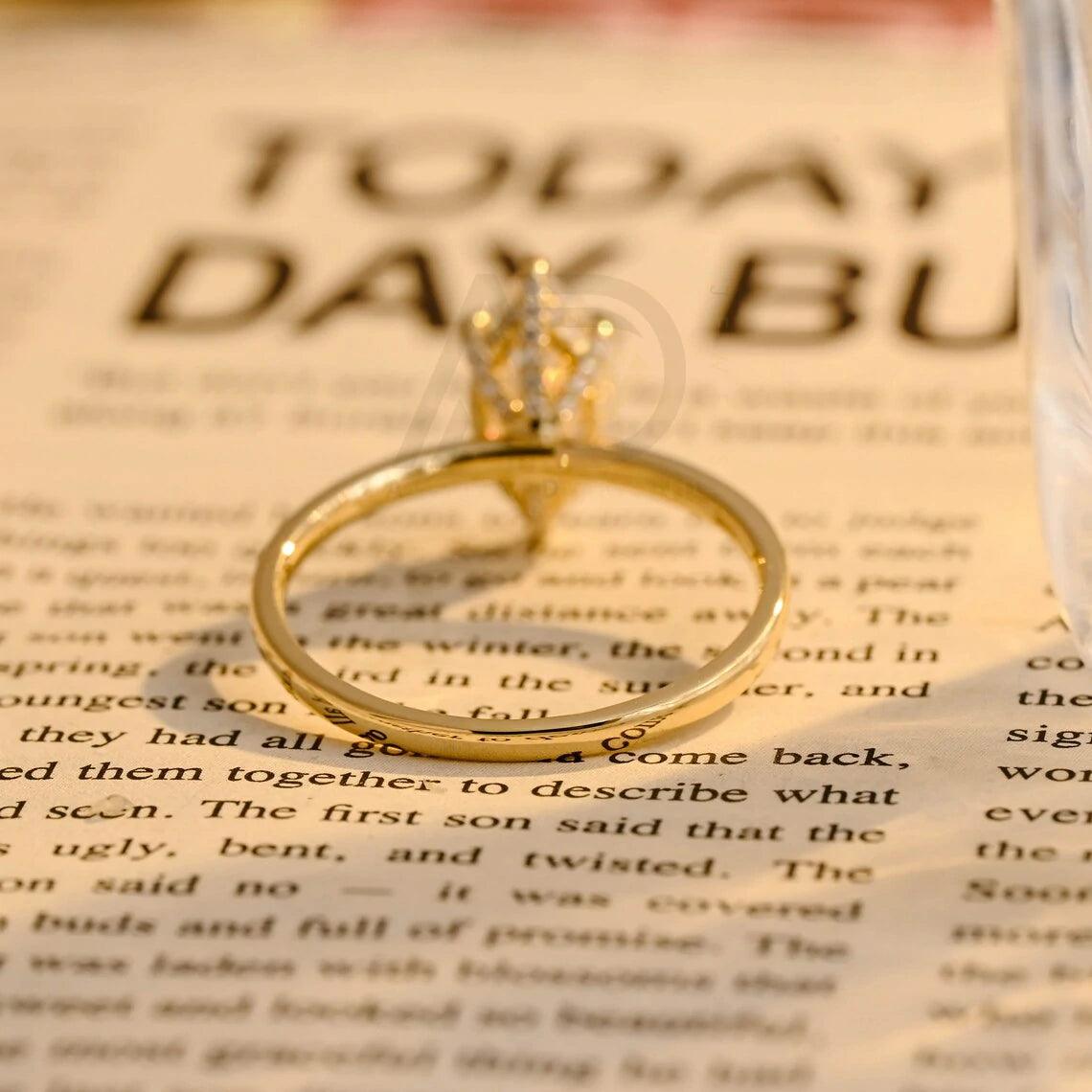 Hidden-halo/prong halo marquise moissanite engagement ring, Real solid gold solitaire marquise ring, Wedding ring for women, Anniversary gifts for wife, Marquise moissanite ring, Hidden-halo engagement ring, Prong halo moissanite ring, Solitaire wedding band, Solid gold anniversary ring, Women's jewelry, Marquise cut moissanite, Anniversary jewelry, Hidden-halo wedding ring, Real gold engagement ring, Marquise solitaire ring