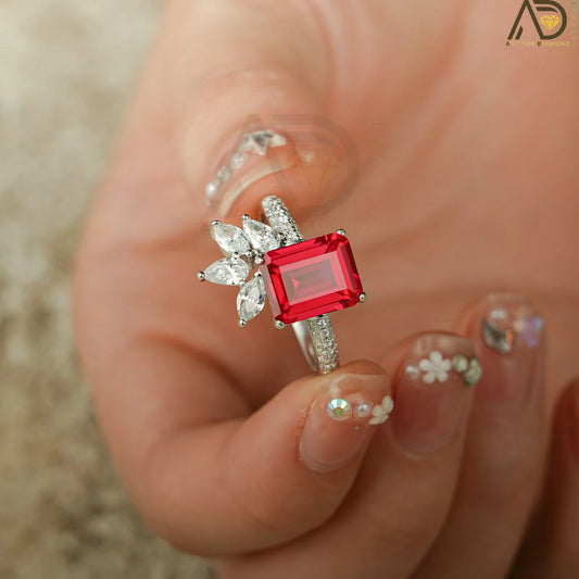 Emerald Cut Ruby Engagement