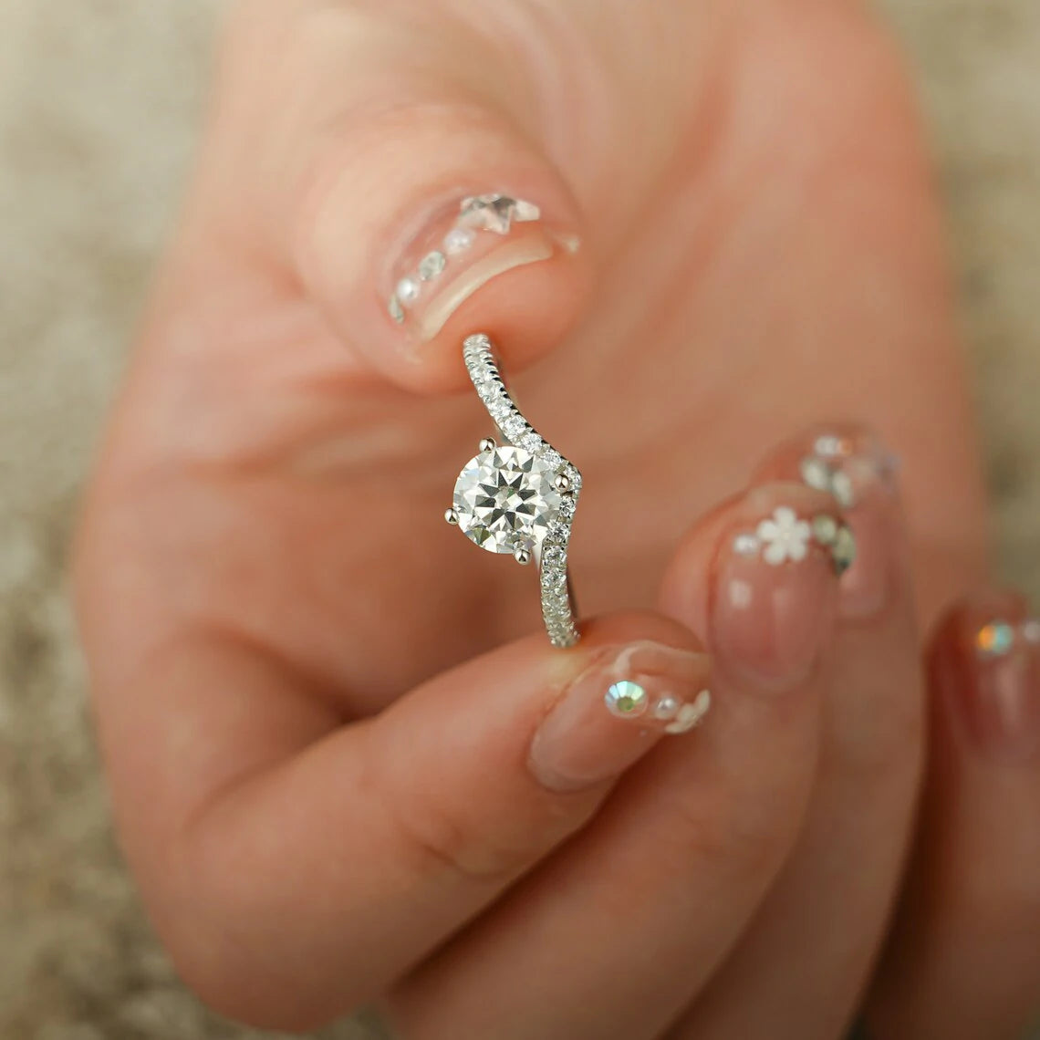 10K 14K 18K Gold Options | Round Moissanite Love | Delicate Sparkle
