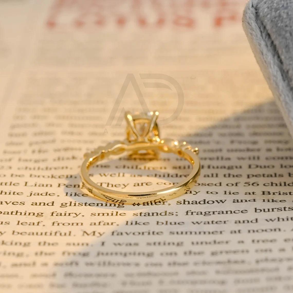 Elongated Cushion Cut Moissanite Engagement Ring, 10K Solid Gold Promise Ring, 14K Solid Gold Promise Ring, 18K Solid Gold Promise Ring, Alternating Moissanite Ring, Personalized Ring Gift, Moissanite Engagement Ring, Cushion Cut Ring, Solid Gold Promise Ring, Custom Moissanite Ring, Unique Engagement Ring, Handcrafted Promise Ring, Personalized Gold Ring, Moissanite Wedding Jewelry, Customizable Gold Ring