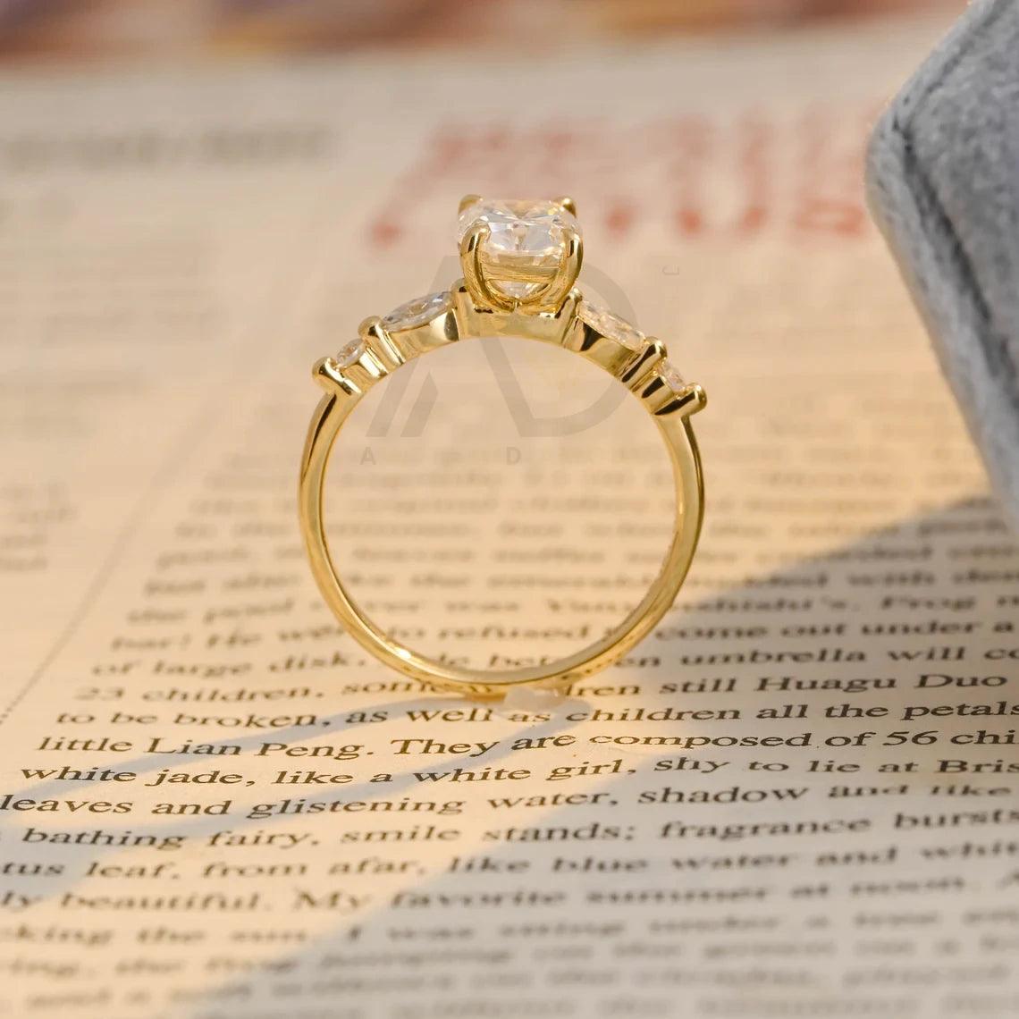 Elongated Cushion Cut Moissanite Engagement Ring, 10K Solid Gold Promise Ring, 14K Solid Gold Promise Ring, 18K Solid Gold Promise Ring, Alternating Moissanite Ring, Personalized Ring Gift, Moissanite Engagement Ring, Cushion Cut Ring, Solid Gold Promise Ring, Custom Moissanite Ring, Unique Engagement Ring, Handcrafted Promise Ring, Personalized Gold Ring, Moissanite Wedding Jewelry, Customizable Gold Ring