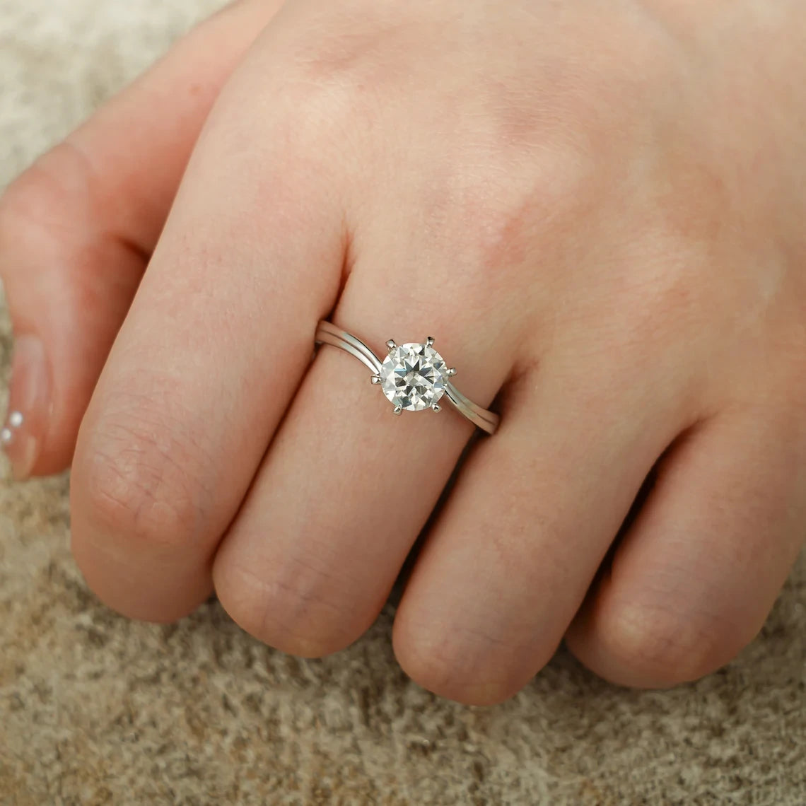 Handmade Love Ring Gift | Round Cut Gold Sparkle | Elegant Everyday Wear