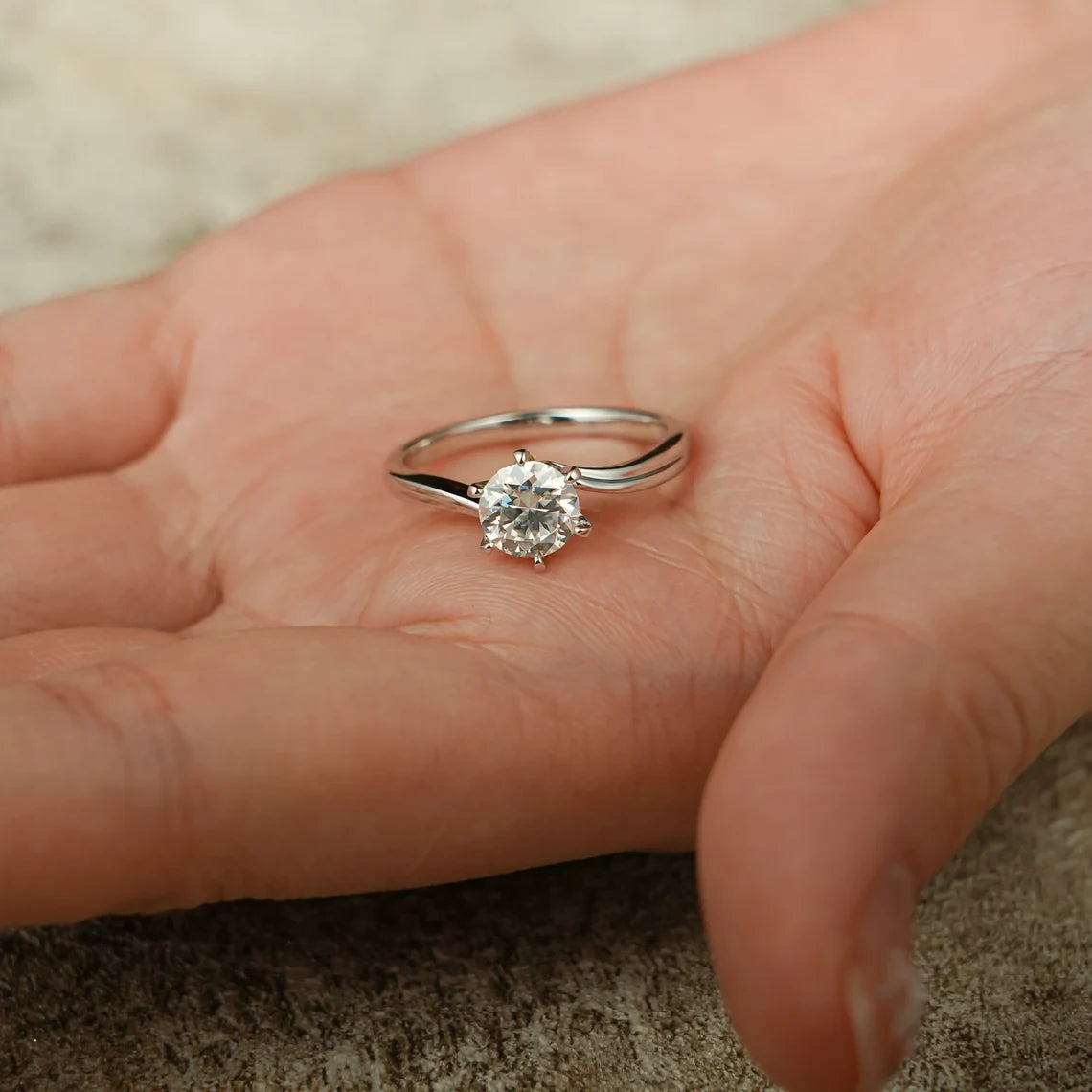 Petite Gold Moissanite Ring | 10K 14K 18K Options | Perfect Gift for Her