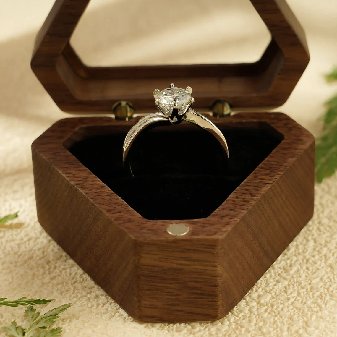 18K Gold Moissanite Ring | Dainty Handmade Style | Engagement for Her