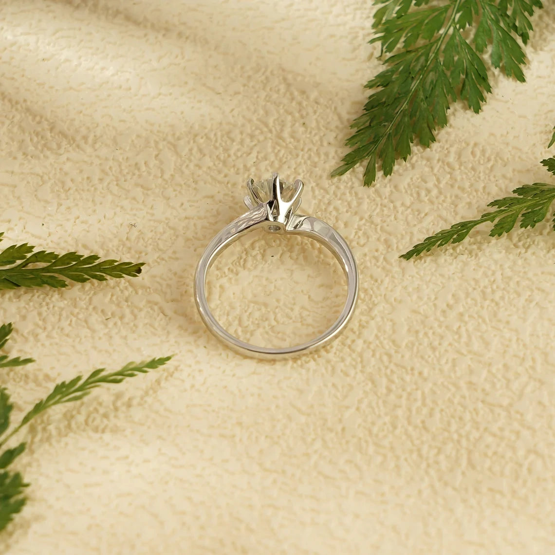 Solid Gold Round Cut Ring | Anniversary Gift Idea | Minimalist Sparkle Band