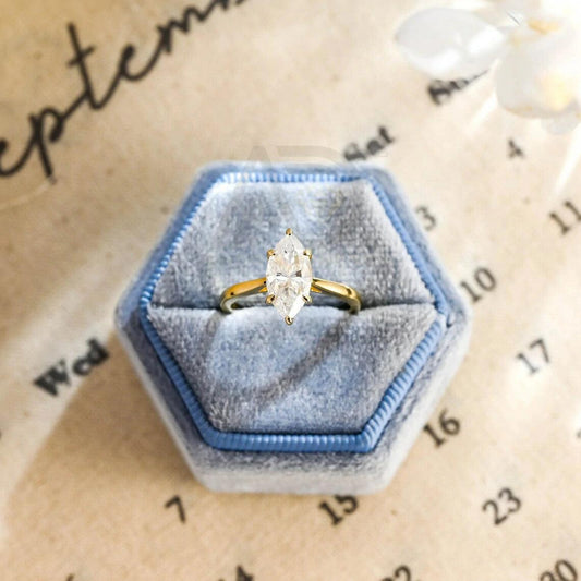 Solitaire marquise cut cathedral setting moissanite engagement ring, Solid gold moissanite wedding ring, Anniversary gift for her, Marquise cut moissanite ring, Cathedral setting wedding band, Anniversary jewelry, Bridal ring set