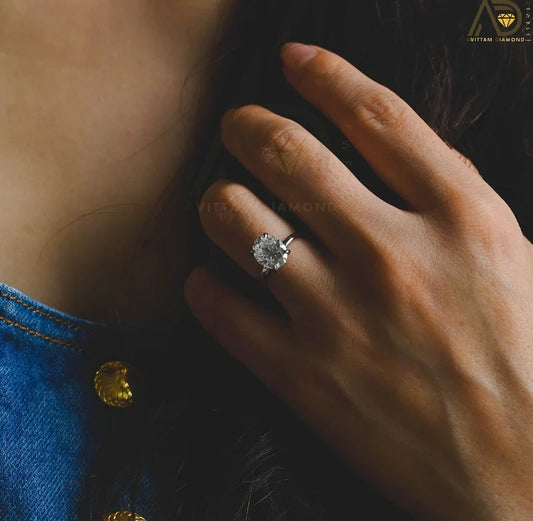 Oval Cut Hidden Halo Moissanite Bridal Ring - 14K Solid Gold