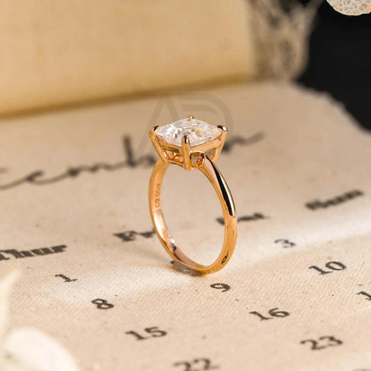 Princess Cut Solitaire Moissanite Engagement Ring with 4 Prongs, Solid Gold Moissanite Promise Ring, Anniversary Gift for Women, Women's Moissanite Ring, Customizable Fine Jewelry, Unique Anniversary Gift, Luxurious Symbol of Love, Timeless Elegance, Romantic Anniversary Jewelry