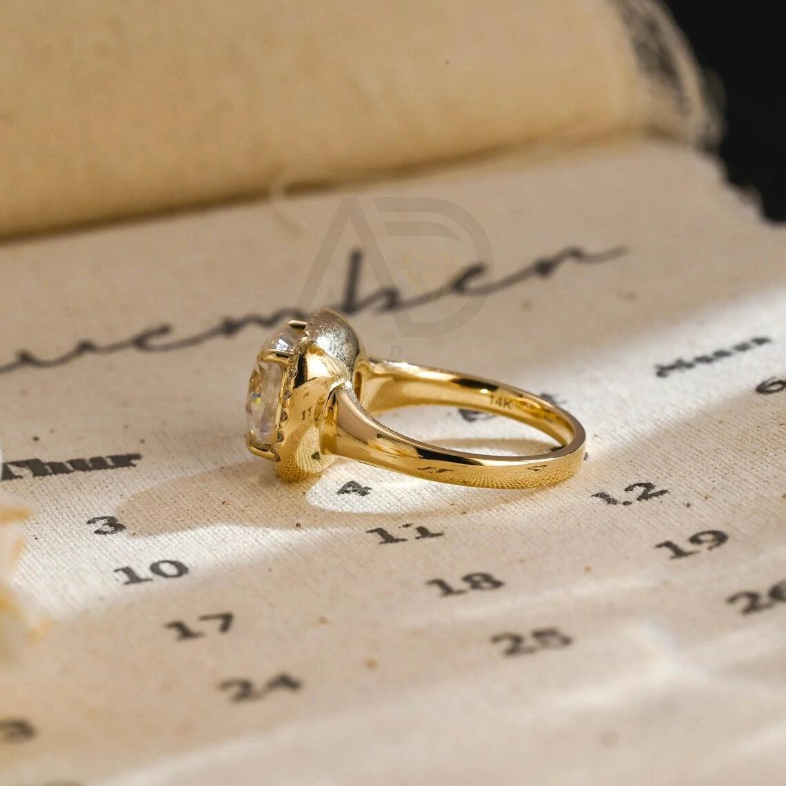 Vintage Cushion Cut Classic Moissanite Engagement Ring. This ring features a stunning 3.5CT cushion cut moissanite diamond. Perfect for weddings or anniversaries. Shop now!