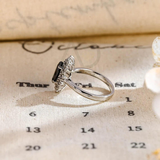 Gothic marquise cut ring, Black moissanite engagement ring, Solid gold floral cluster wedding ring, Unique gift for her, Marquise cut jewelry, Black gemstone ring, Gothic wedding band, Floral cluster ring, Unique bridal jewelry, Solid gold engagement ring, Marquise cut moissanite, Black gemstone jewelry, Gothic bridal ring, Unique wedding gift, Floral cluster engagement ring